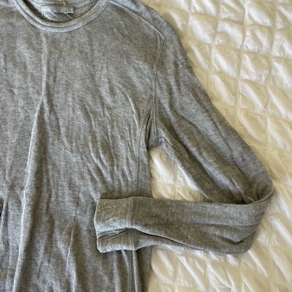 Vince gray double textured long sleeve top - Picture 2 of 7